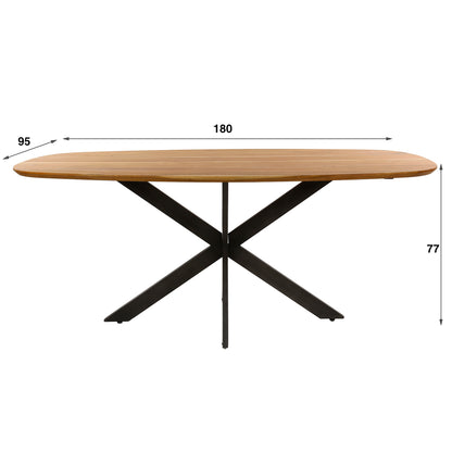 Esstisch ALVAR FLOW Dänisch-Ovaler Massivholztisch aus Akazie 180 cm