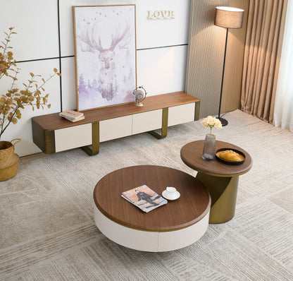 Edles Couchtisch Set 2er Set mit Braun Holz Design 90x35cm
