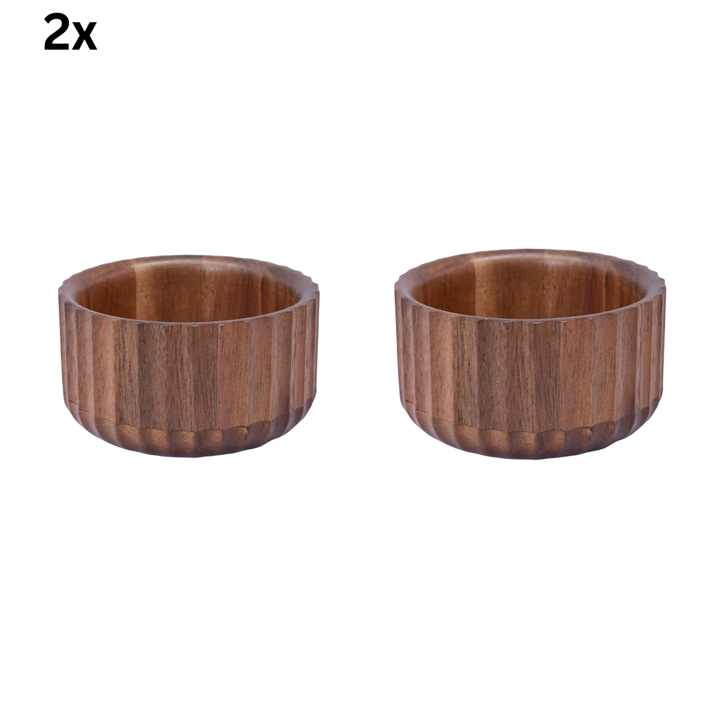 Mini Massivholz-Dip-Schale mit 3D-Rillenprofil Akazie Holz Ø 11 cm