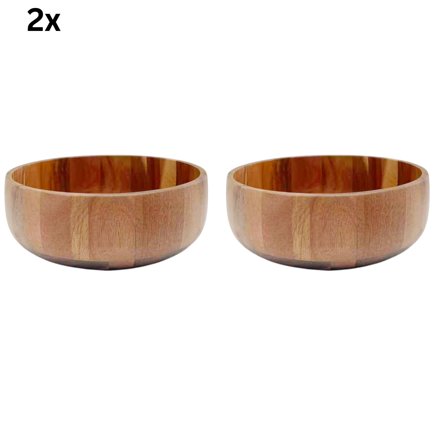 Servierschüssel Mittlere Massivholz-Schale in Block-Optik Akazie Holz Ø 18 cm