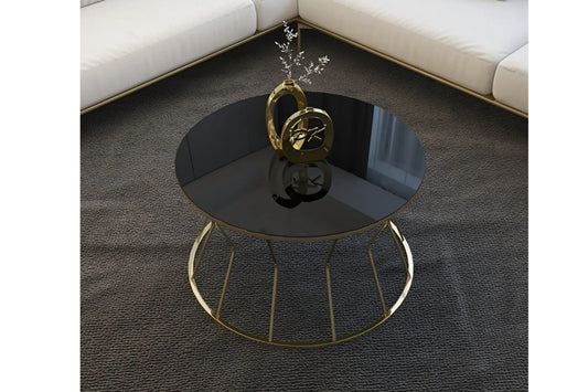 Sanduhr Couchtisch schwarz gold 80x80cm