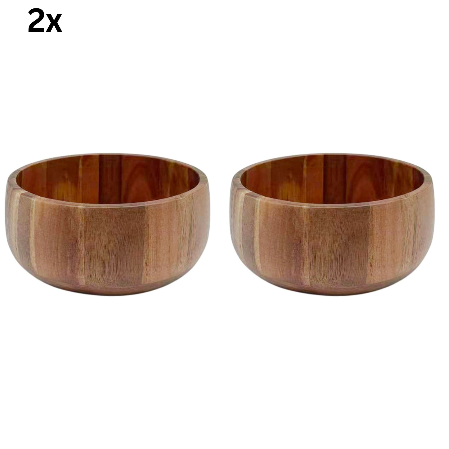 Servierschüssel Kleine Massivholz-Schale in Block-Optik Akazie Holz Ø 14 cm