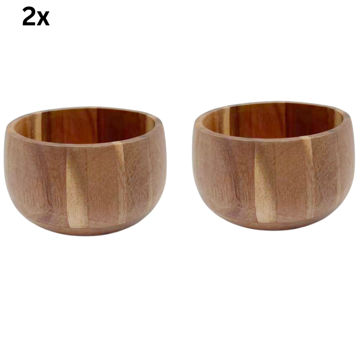 Servierschälchen Mini Massivholz-Dip-Schale in Block-Optik Akazie Holz Ø 11 cm