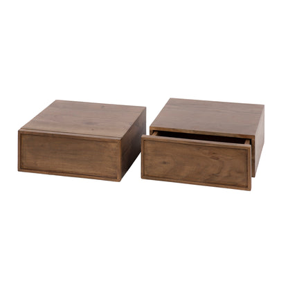 Nachttisch-Set FRAME DRIFTWOOD 2 schwebende Massivholz-Konsolen aus Akazie Driftbraun