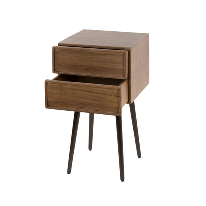 Nachttisch FRAME DRIFTWOOD Massivholz-Konsole mit 2 Schubladen & Bronze-Gestell 61 cm