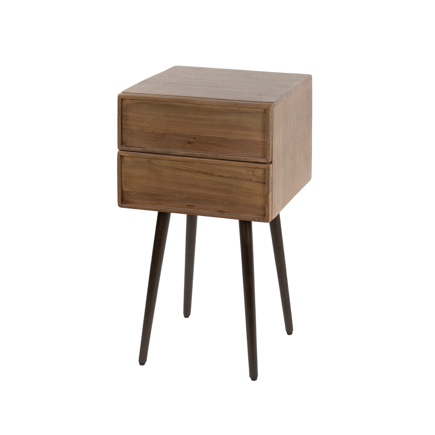 Nachttisch FRAME DRIFTWOOD Massivholz-Konsole mit 2 Schubladen & Bronze-Gestell 61 cm