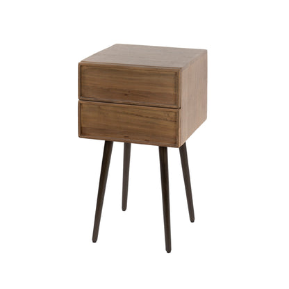 Nachttisch FRAME DRIFTWOOD Massivholz-Konsole mit 2 Schubladen & Bronze-Gestell 61 cm