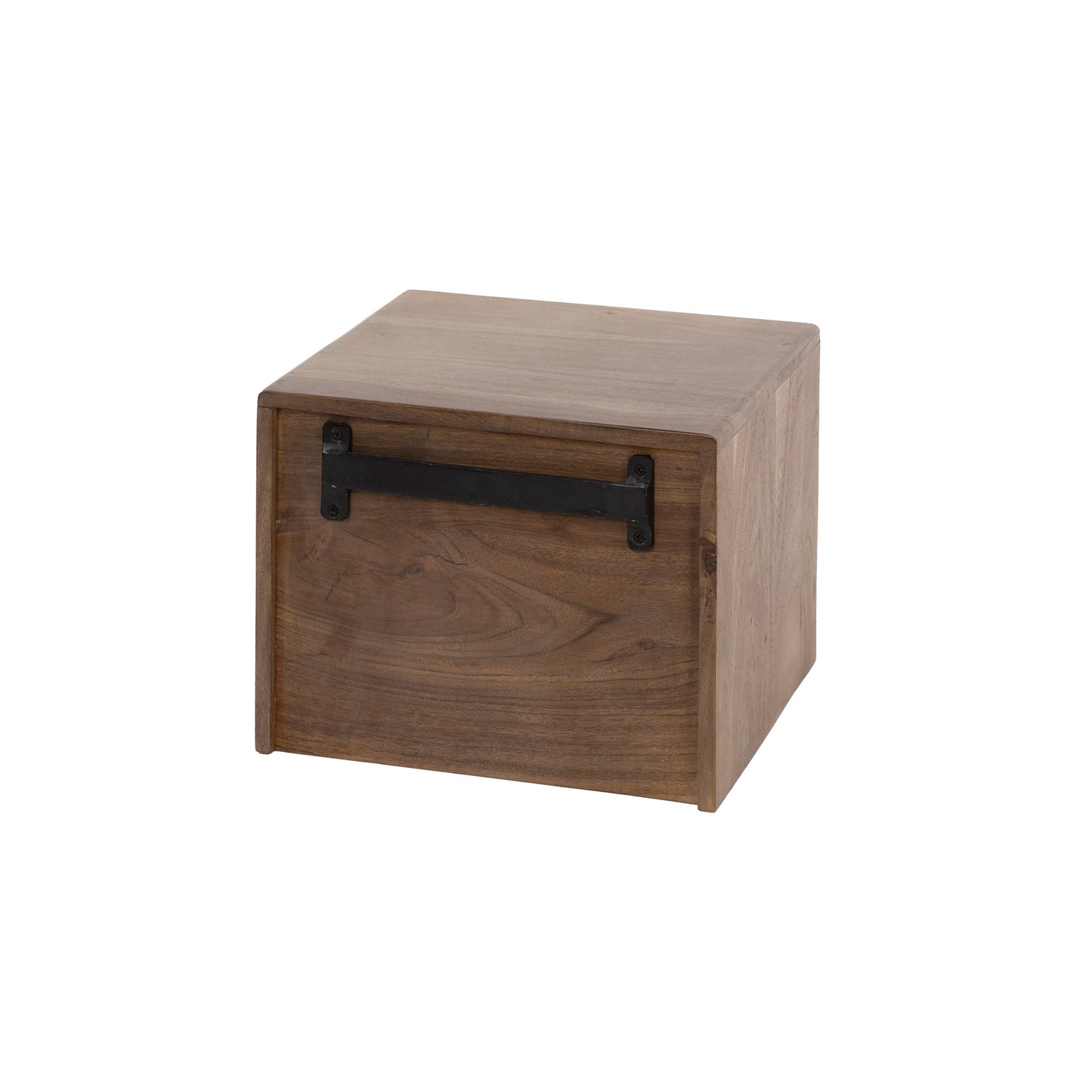 Nachttisch CARVE DRIFTWOOD Schwebende Massivholz-Konsole mit 3D-Rillenfront & offenem Fach 35 cm