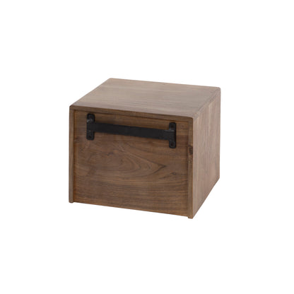 Nachttisch CARVE DRIFTWOOD Schwebende Massivholz-Konsole mit 3D-Rillenfront & offenem Fach 35 cm