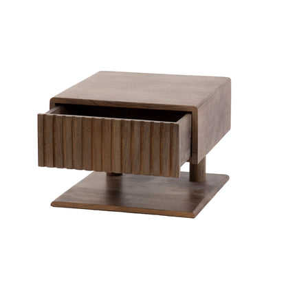 Nachttisch CARVE SHELVE Schwebende Massivholz-Konsole mit 3D-Rillenfront & Ablageboard 35 cm