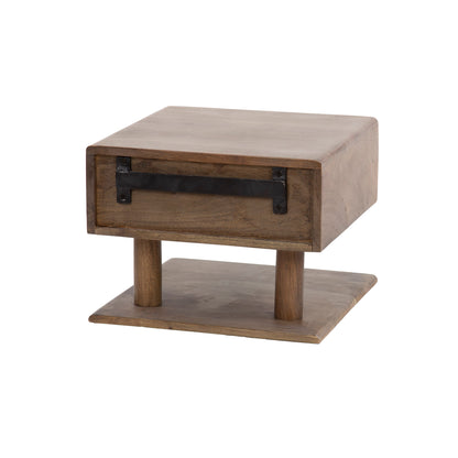 Nachttisch CARVE SHELVE Schwebende Massivholz-Konsole mit 3D-Rillenfront & Ablageboard 35 cm