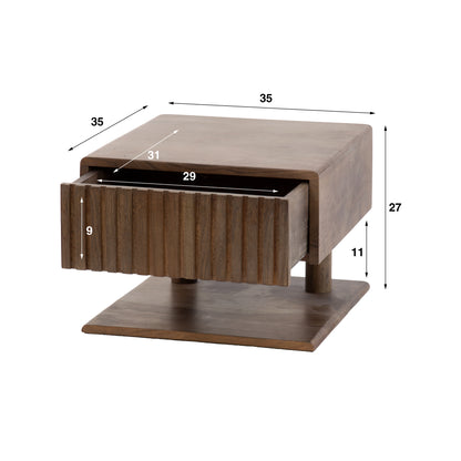 Nachttisch CARVE SHELVE Schwebende Massivholz-Konsole mit 3D-Rillenfront & Ablageboard 35 cm