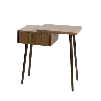 Nachttisch CARVE DRIFTWOOD Asymmetrische Massivholz-Konsole mit 3D-Rillenfront 60 cm
