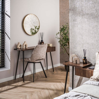 Konsolentisch CARVE DRIFTWOOD Asymmetrischer Massivholz-Tisch mit 3D-Rillenfront 120 cm