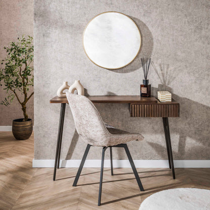 Konsolentisch CARVE DRIFTWOOD Asymmetrischer Massivholz-Tisch mit 3D-Rillenfront 120 cm