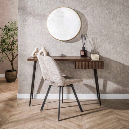 Konsolentisch CARVE DRIFTWOOD Asymmetrischer Massivholz-Tisch mit 3D-Rillenfront 120 cm