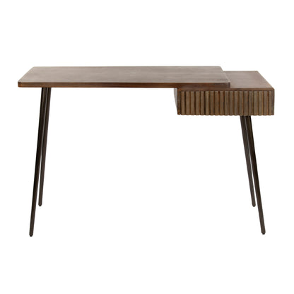 Konsolentisch CARVE DRIFTWOOD Asymmetrischer Massivholz-Tisch mit 3D-Rillenfront 120 cm