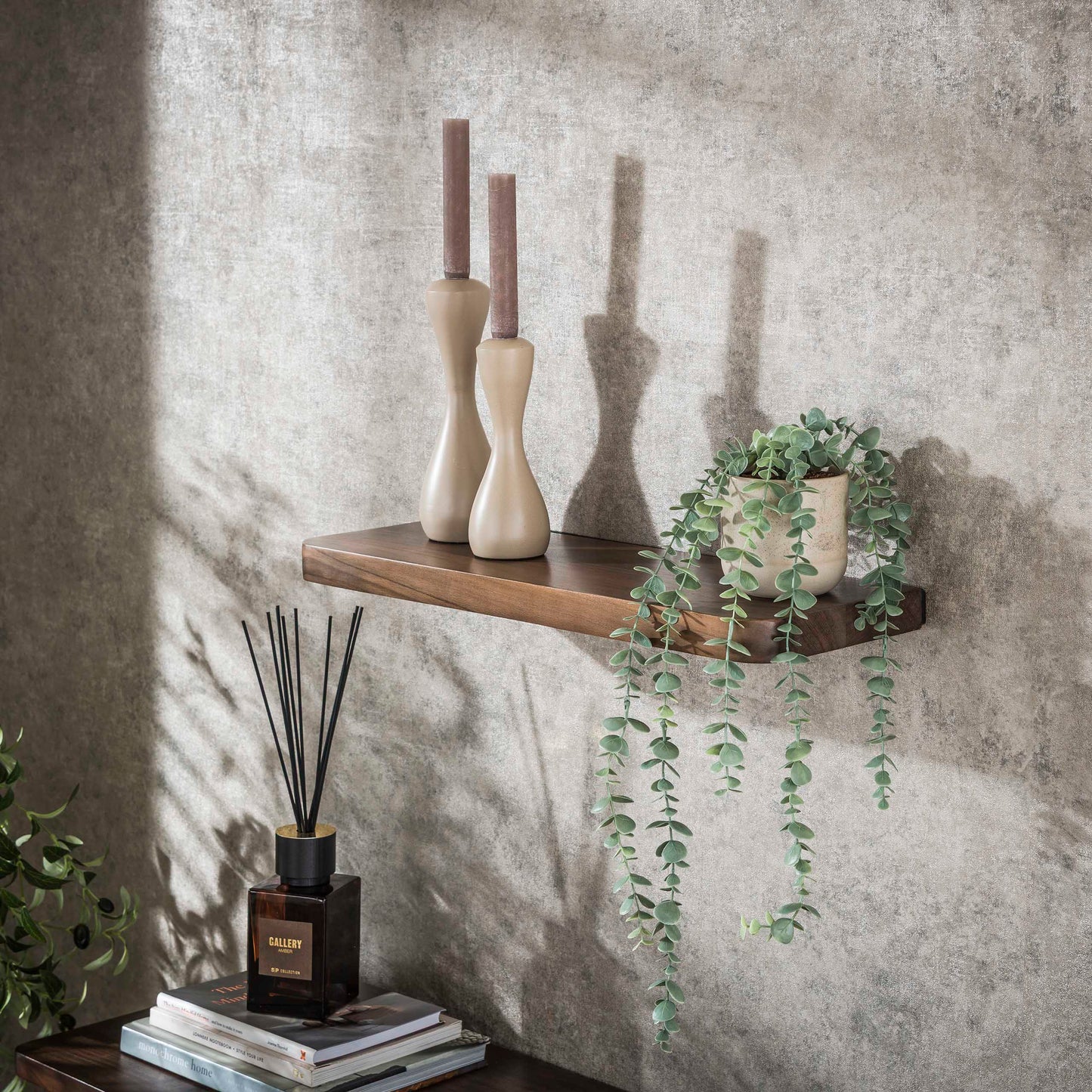 Wandregal CARVE DRIFTWOOD Schwebendes Massivholz-Regal mit abgerundeten Ecken 60 cm