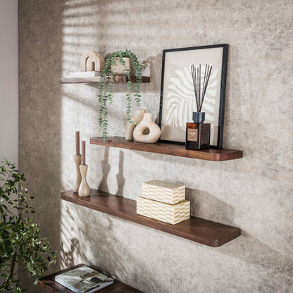 Wandregal CARVE DRIFTWOOD Schwebendes Massivholz-Regal mit abgerundeten Ecken 90 cm