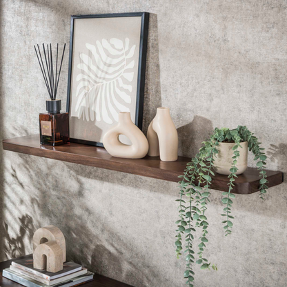 Wandregal CARVE DRIFTWOOD Großes schwebendes Massivholz-Regal mit abgerundeten Ecken 120 cm
