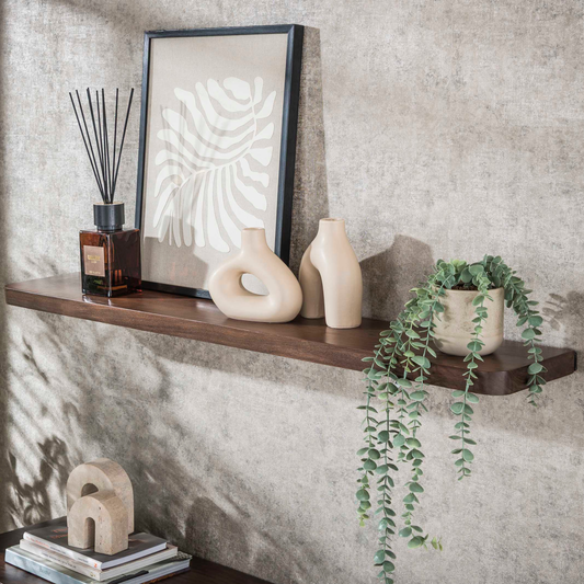 Wandregal CARVE DRIFTWOOD Großes schwebendes Massivholz-Regal mit abgerundeten Ecken 120 cm