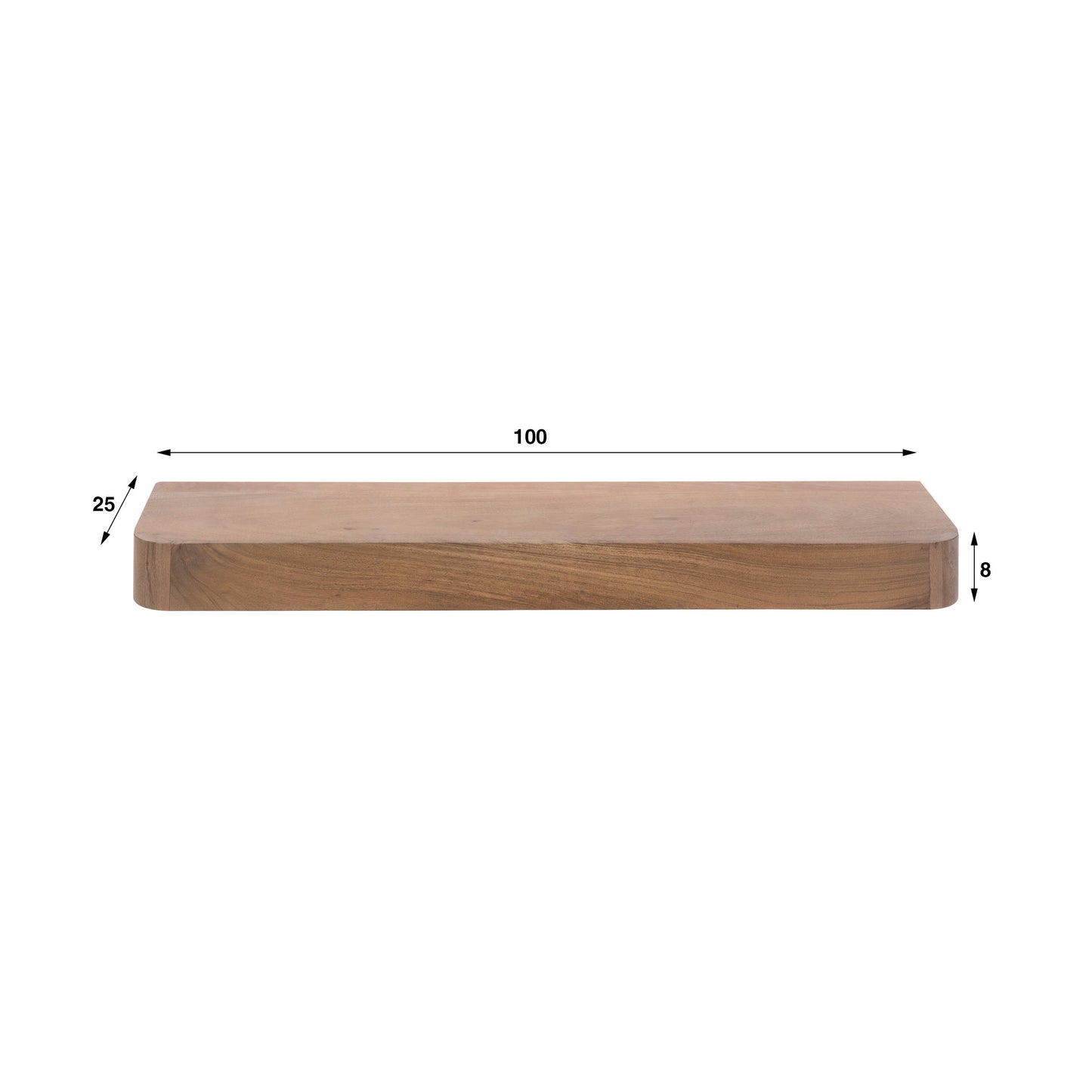 Wandregal CARVA Massives Schweberegal im Balken-Design mit abgerundeten Ecken 100cm