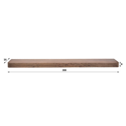 Wandregal CARVA Massives Schweberegal im Balken-Design mit abgerundeten Ecken 200cm