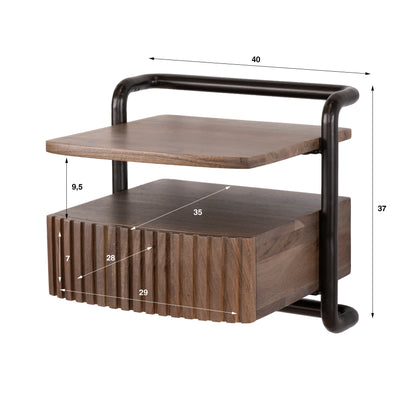 Nachtschrank LINEA Schwebende Massivholz-Konsole mit Lamellen-Schublade