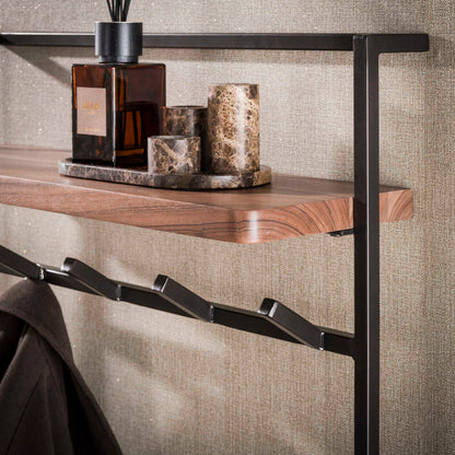 Wandgarderobe "AIR PURE HOCH" – Luftiges Design mit Akazienholz-Ablage und 10 Haken