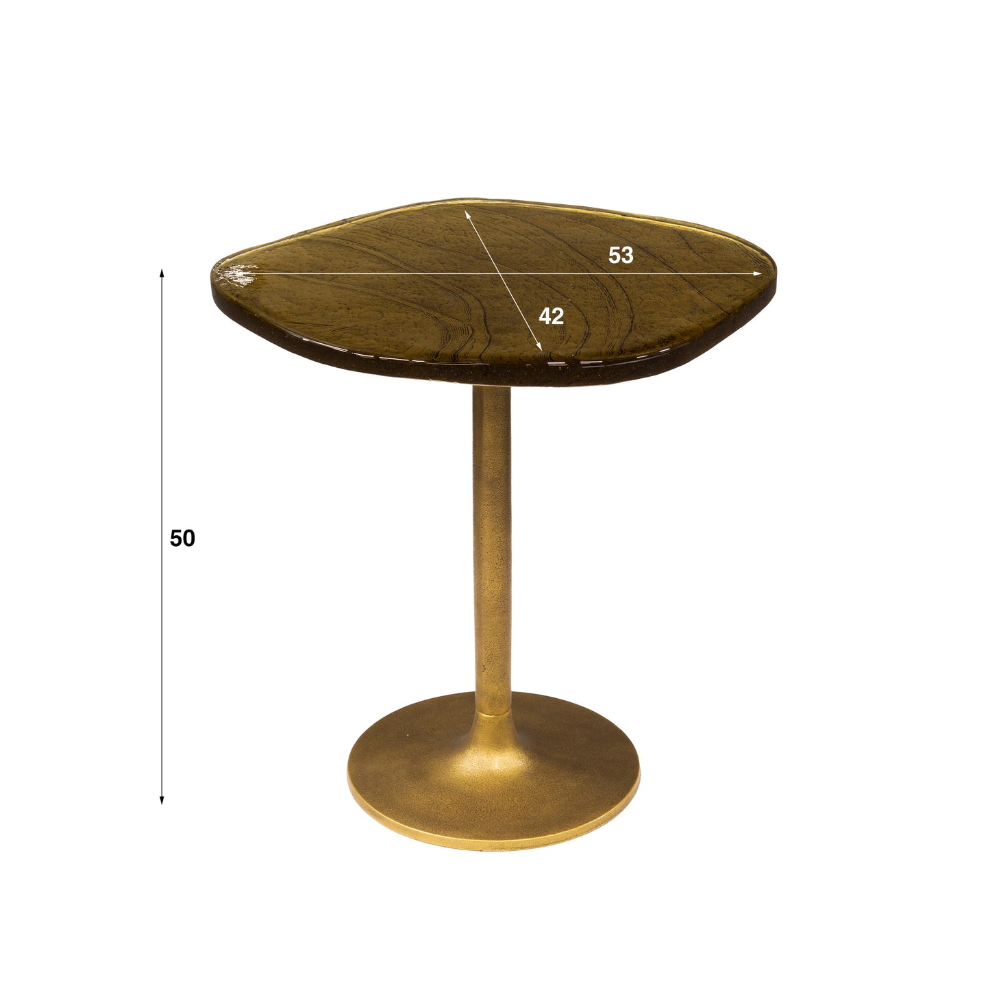 Beistelltisch-Set ECLIPSE 3-teiliges Satztisch-Trio aus Gussglas mit Tulpenfuß Antikgold