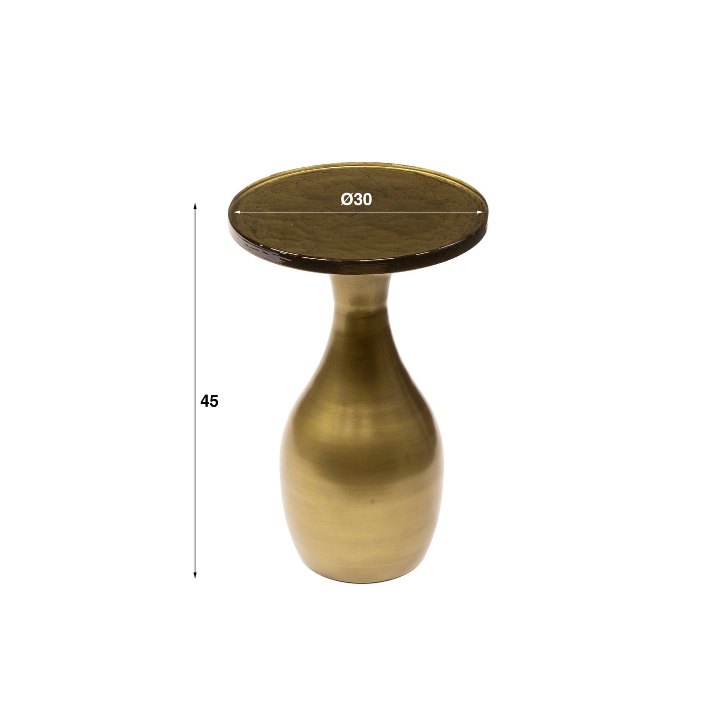 Beistelltisch-Set ECLIPSE DROP 2-teiliges Satztisch-Duo aus Gussglas mit Tropfenfuß Antikgold