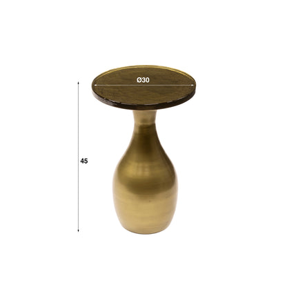 Beistelltisch-Set ECLIPSE DROP 2-teiliges Satztisch-Duo aus Gussglas mit Tropfenfuß Antikgold