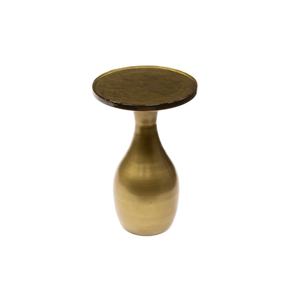 Beistelltisch-Set ECLIPSE DROP 2-teiliges Satztisch-Duo aus Gussglas mit Tropfenfuß Antikgold