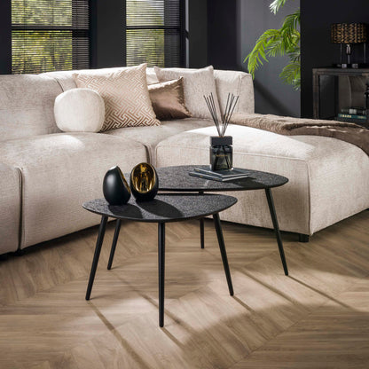 Couchtisch-Set METALLICO SCURO Organische Satztische mit rauer Metallic-Struktur