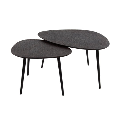 Couchtisch-Set METALLICO SCURO Organische Satztische mit rauer Metallic-Struktur