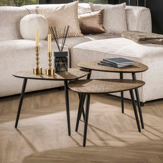 Couchtisch-Set ALESSIO BRONZO 3-teilige Satztische in Antik-Metallic