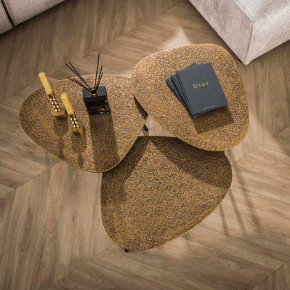 Couchtisch-Set ALESSIO BRONZO 3-teilige Satztische in Antik-Metallic