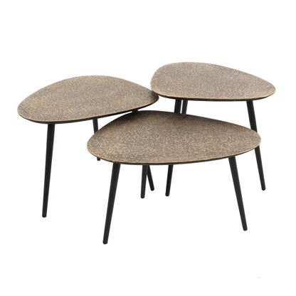 Couchtisch-Set ALESSIO BRONZO 3-teilige Satztische in Antik-Metallic