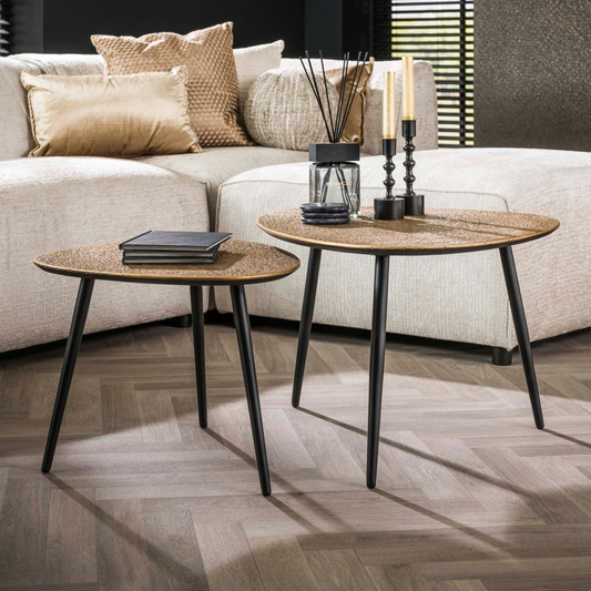 Couchtisch-Set LUCIANO BRONZO 2-teilige Satztische in Antik-Metallic