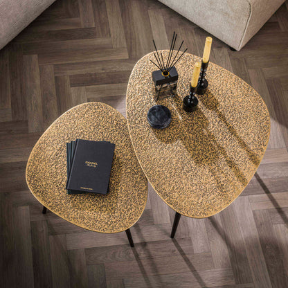 Couchtisch-Set LUCIANO BRONZO 2-teilige Satztische in Antik-Metallic