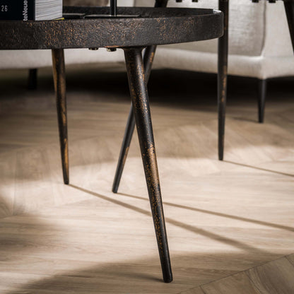 Couchtisch-Set METALLICO ROTONDO Runde Tablett-Satztische im rauen Metallic-Look