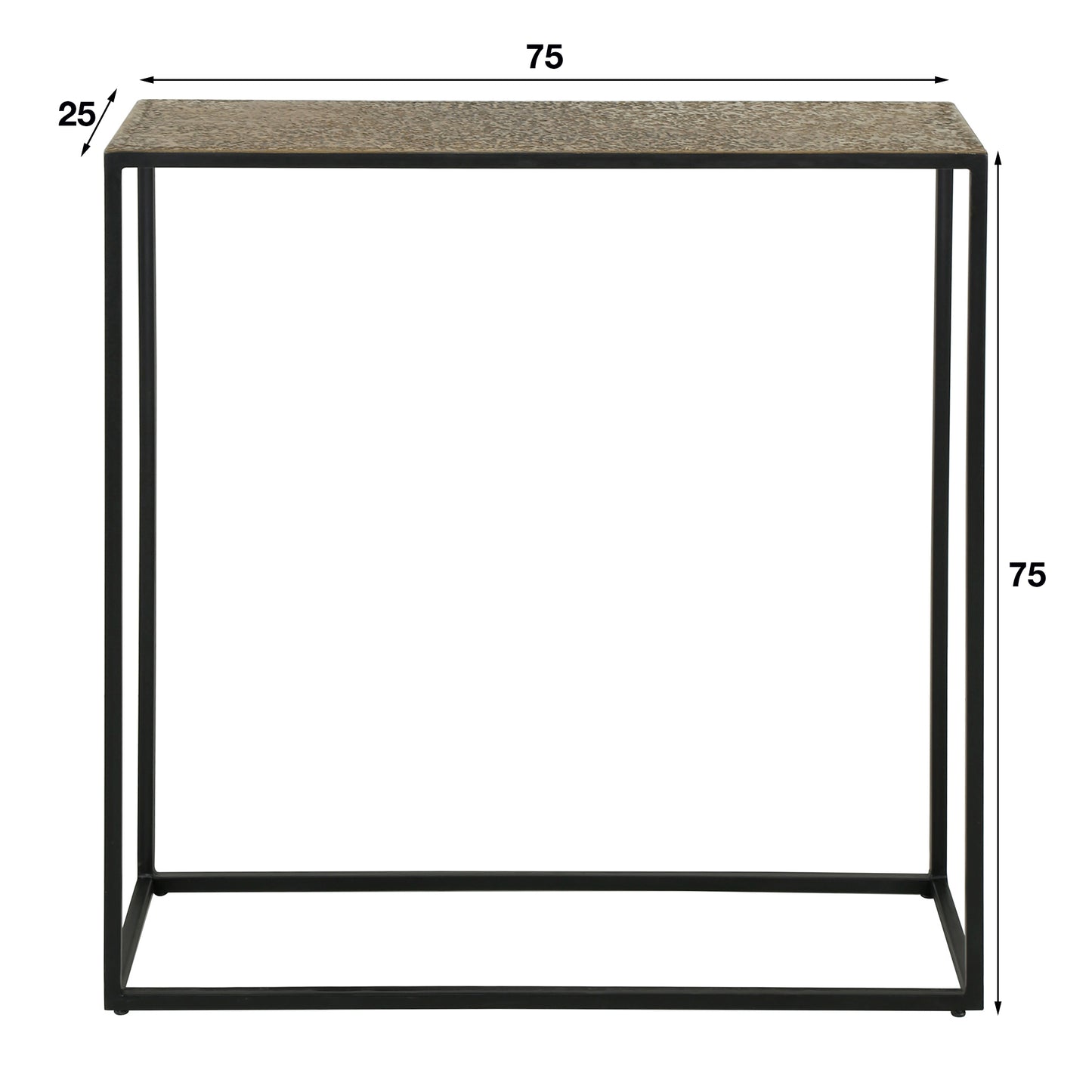 Konsolentisch METALLIC Schmaler Flurtisch mit strukturierter Antikbronze-Platte & Metallgestell 75 cm