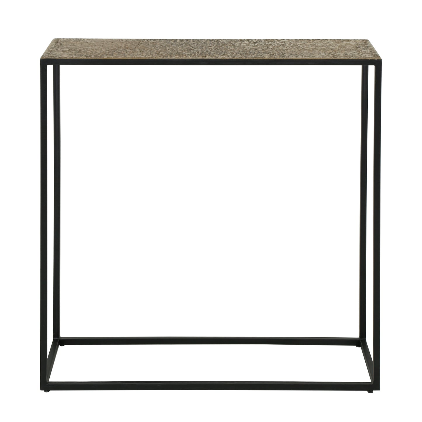 Konsolentisch METALLIC Schmaler Flurtisch mit strukturierter Antikbronze-Platte & Metallgestell 75 cm