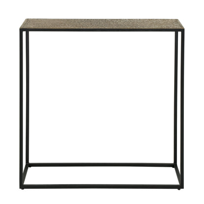 Konsolentisch METALLIC Schmaler Flurtisch mit strukturierter Antikbronze-Platte & Metallgestell 75 cm