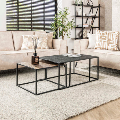 Couchtisch-Set METALLICO LINEARE Rechteckige Satztische im Bicolor-Metallic-Look