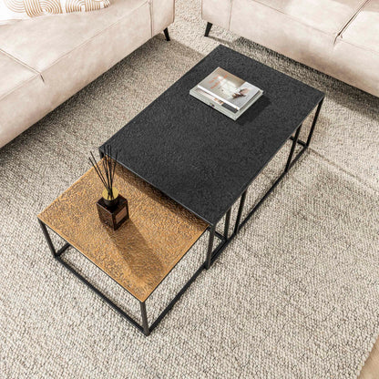 Couchtisch-Set METALLICO LINEARE Rechteckige Satztische im Bicolor-Metallic-Look