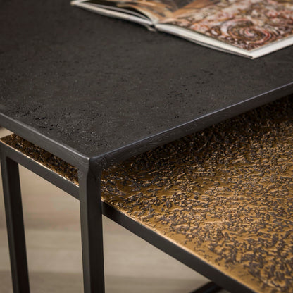 Couchtisch-Set METALLICO LINEARE Rechteckige Satztische im Bicolor-Metallic-Look