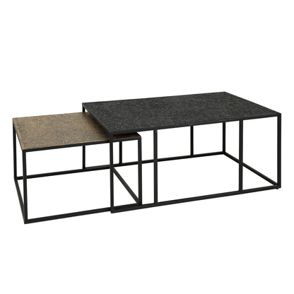Couchtisch-Set METALLICO LINEARE Rechteckige Satztische im Bicolor-Metallic-Look