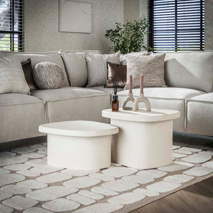 Couchtisch-Set STONE ORGANICO 2-teilige Kiesel-Satztische aus Marmor-Verbundstoff