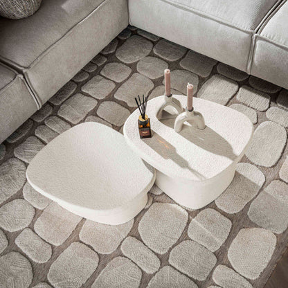 Couchtisch-Set STONE ORGANICO 2-teilige Kiesel-Satztische aus Marmor-Verbundstoff